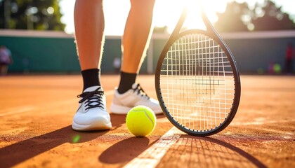 Tennis player poised on court