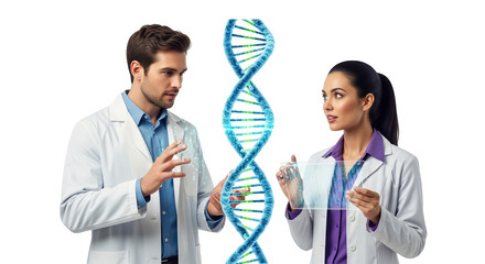 Scientists dna research genetic engineering medical professionals biotechnology innovation lab work on transparent background