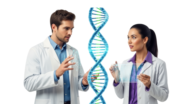 Scientists dna research genetic engineering medical professionals biotechnology innovation lab work on transparent background