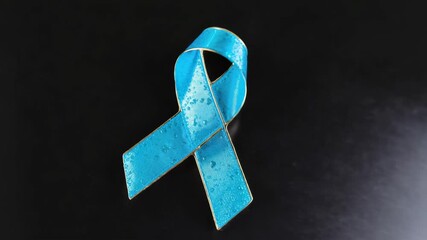 Blue ribbon painting for awareness or fundraising campaigns.