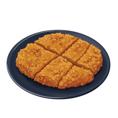 Vector Illustration of Fried Food Cutlet on Plate in Realistic Style with Warm Brown Colors