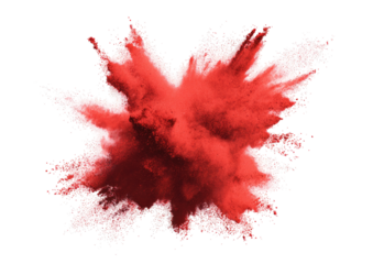 Vibrant red powder explosion against black background (1)