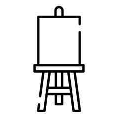 Wooden easel with blank canvas black line icon