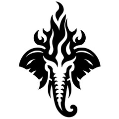 Sharp elephant face silhouette