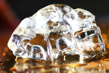 Close up shot of ice cube melting