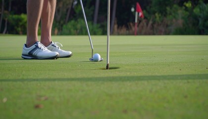 Obraz premium Golf player putting on a green