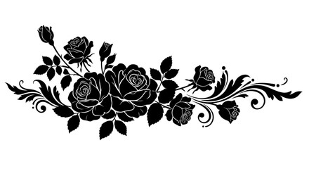 Black and white decorative rose illustration