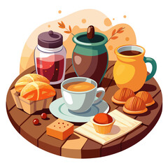 breakfast vector illustration with isolated white background.
