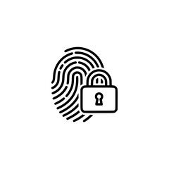 fingerprint vector with padlock symbol representing security, privacy, and biometric identification.