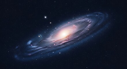 Spiral Galaxy in Deep Space with Bright Center and Surrounding Stars