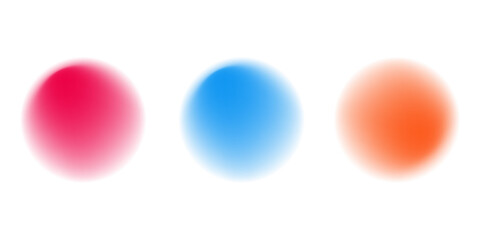Set color circle gradient noise gradation. Abstract colorful watercolor blur mesh on isolated transparent background.