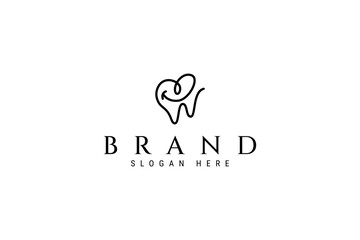 dental smile logo with simple linear line art design style
