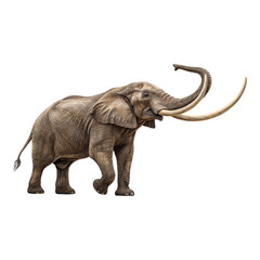 Obraz premium A full body view of an african elephant with large tusks isolated on a black background in a studio shot