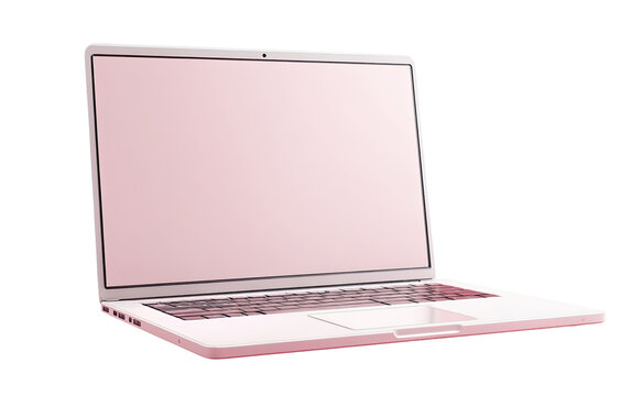 Light pink laptop, angled view