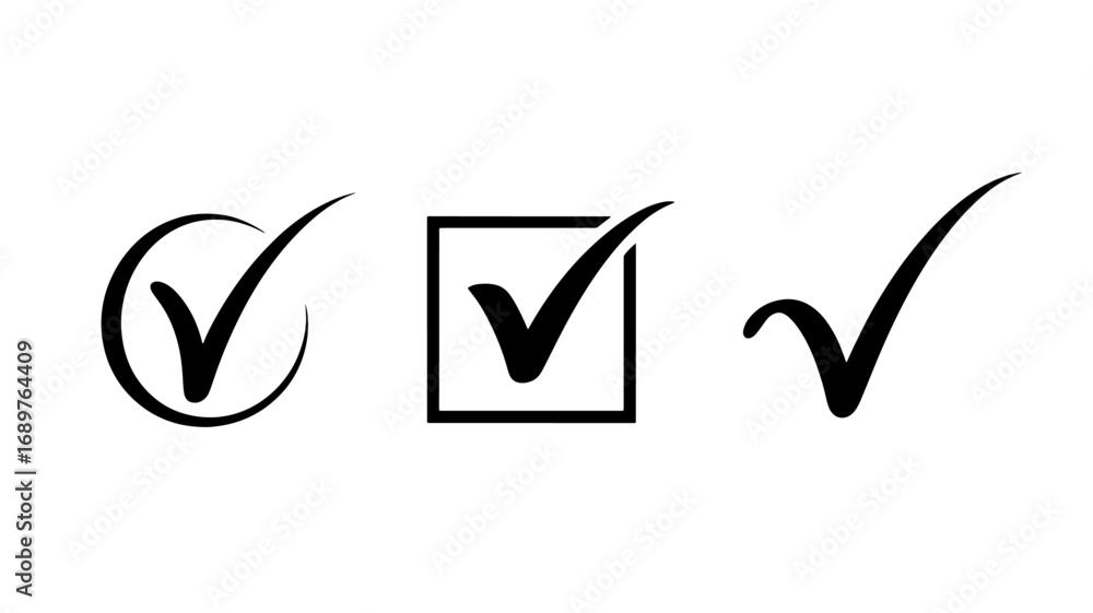 Fototapete three variations of check mark icons including circle square and standalone check marks