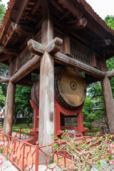 The drums here likely served ceremonial purposes and are displayed to represent aspects of Vietnamese culture and history.
