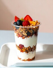 Yogurt parfait with granola and fruit
