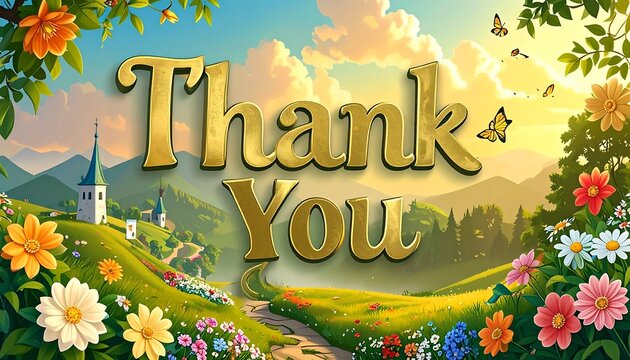 Golden thank you, idyllic landscape - Powered by Adobe