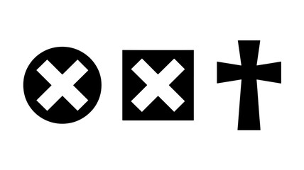 Fototapeta premium Cross symbols in circle square and religious cross shapes