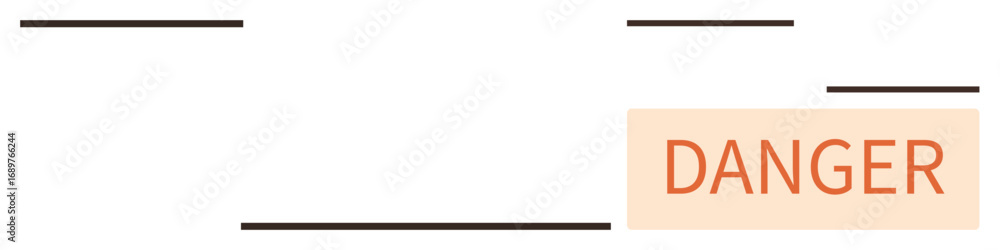 Aufkleber striking orange danger text in bold inside a rectangular block with minimalistic black lines. ideal 