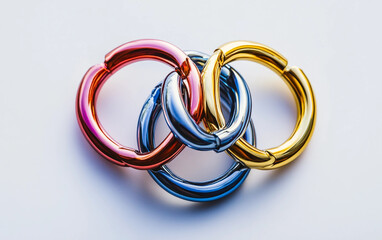 Naklejka premium Symbolic Global Connection Through Linked Rings Isolated On White Background.