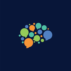 Bubble Brain Communication Ideas Logo