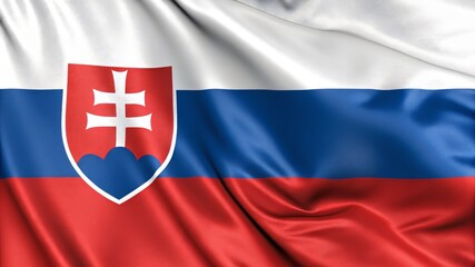 Slovakian flag waving in the wind, a symbol of national identity and patriotism