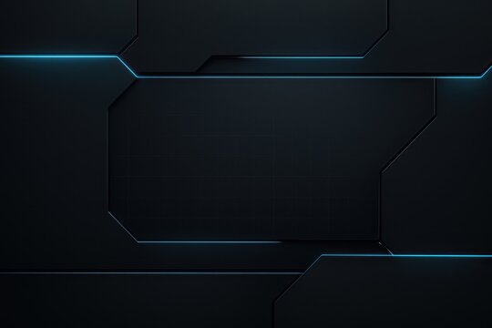 Dark futuristic high tech wallpaper with sleek panels neon edges and subtle grid shaders creating an immersive cinematic interface vibe for screens and gaming backdrops
