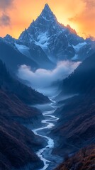 Mountain river sunset scenic glow pictures