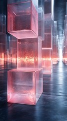 Pink cube translucent abstract design pictures