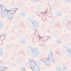 Whimsical Butterfly Dance A Delicate Pastel Floral Pattern for Dreamy Designs
