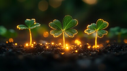 Shamrock plants magical glowing nature pictures