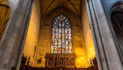 Stained glass window in a cathedral