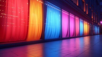 Shop window curtains glowing backdrop photos