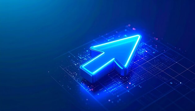 3D glowing cursor on circuit board