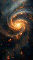 Spiral nebula galaxy dark glow illustration