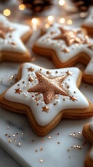 Star cookies gold glitter decor photos