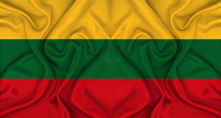Obraz premium Lithuania flag waving in the wind, a symbol of national pride and identity