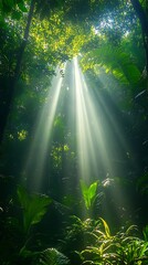 Sunlight rainforest green dense peace illustration