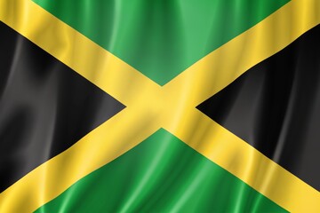Waving flag of jamaica, a vibrant symbol of caribbean national identity