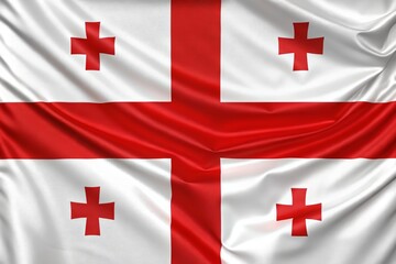 Close up of the national flag of georgia waving in the wind