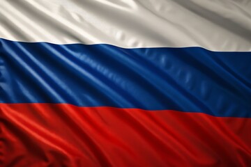 Fototapeta premium Russian flag waving in the wind, a symbol of national pride and identity