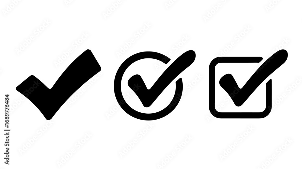 Fototapete three variations of check mark icons check circle check and square check