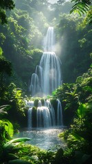 Waterfall rainforest lush scenic beauty pictures