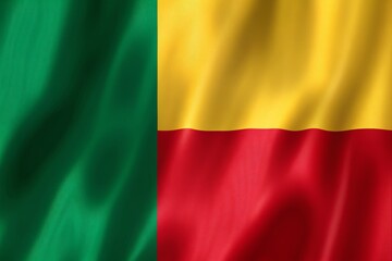 Close up of the national flag of benin waving in the wind proudly
