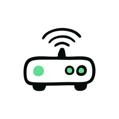 Blue megaphone icon, dark outline, simple design