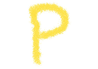 Abstract Golden Yellow Glowing Letter P in Uppercase Alphabet with Particle Light Effect