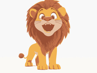 Joyful Lion Cub Illustration A Smiling, Happy Cartoon Character on a Clean Background