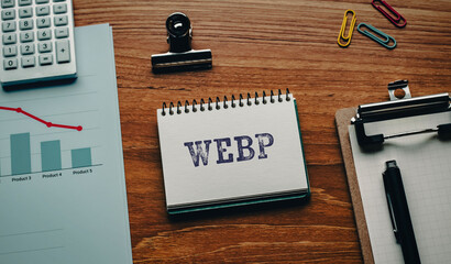 There is notebook with the word WebP. It is as an eye-catching image.