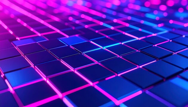 Abstract futuristic graphic with vibrant neon squares